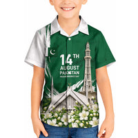 Pakistan Independence Day August 14 Kid Hawaiian Shirt Patriotic Markhor Heritage Landmarks And Jasmine