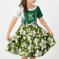 Pakistan Independence Day August 14 Kid Short Sleeve Dress Patriotic Markhor Heritage Landmarks And Jasmine