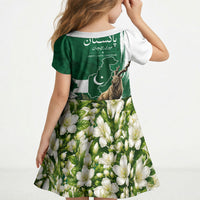 Pakistan Independence Day August 14 Kid Short Sleeve Dress Patriotic Markhor Heritage Landmarks And Jasmine