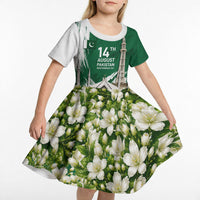 Pakistan Independence Day August 14 Kid Short Sleeve Dress Patriotic Markhor Heritage Landmarks And Jasmine