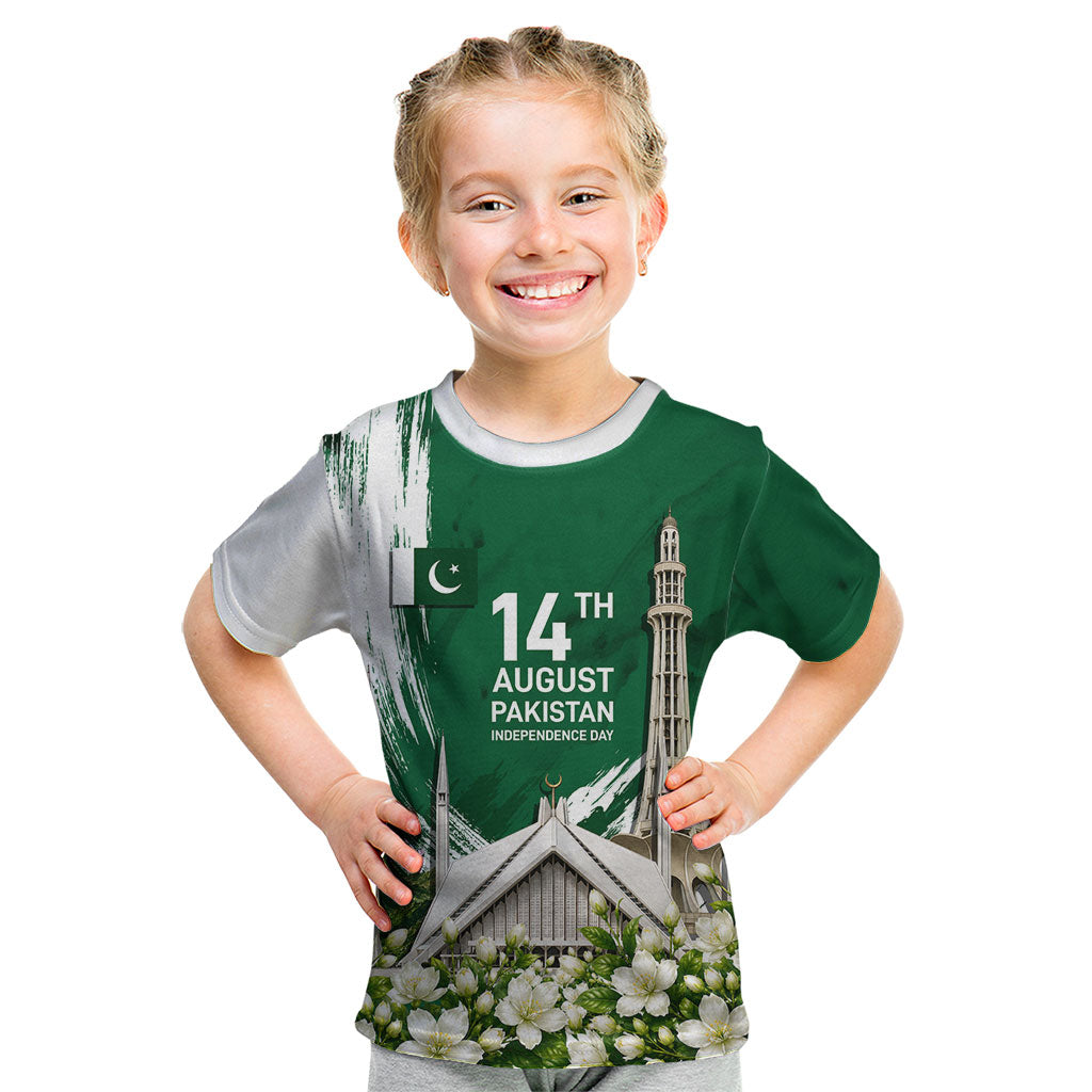 Pakistan Independence Day August 14 Kid T Shirt Patriotic Markhor Heritage Landmarks And Jasmine