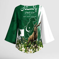 Pakistan Independence Day August 14 Kimono Sleeve Blouse Patriotic Markhor Heritage Landmarks And Jasmine