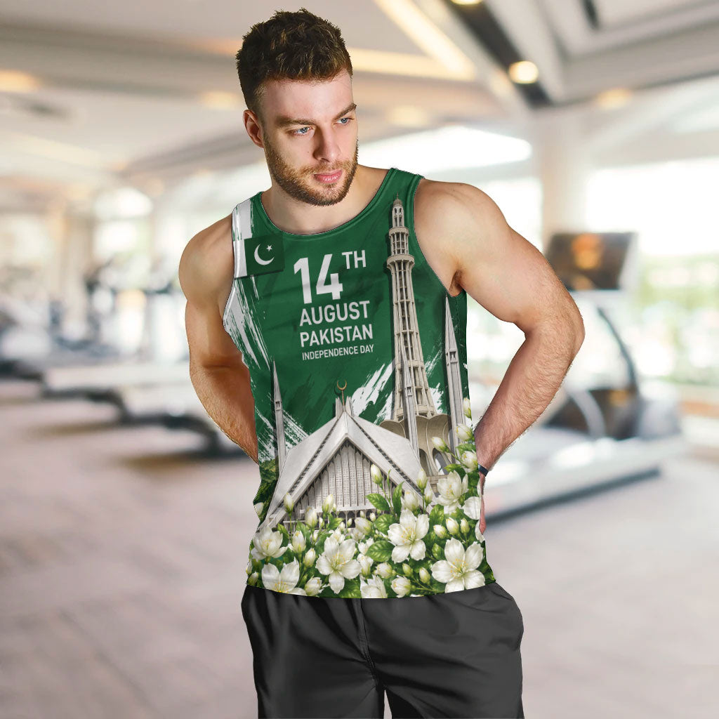 Pakistan Independence Day August 14 Men Tank Top Patriotic Markhor Heritage Landmarks And Jasmine