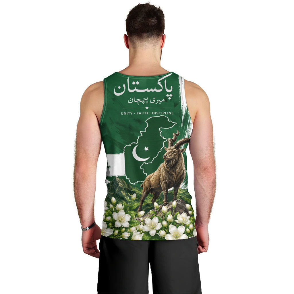 Pakistan Independence Day August 14 Men Tank Top Patriotic Markhor Heritage Landmarks And Jasmine