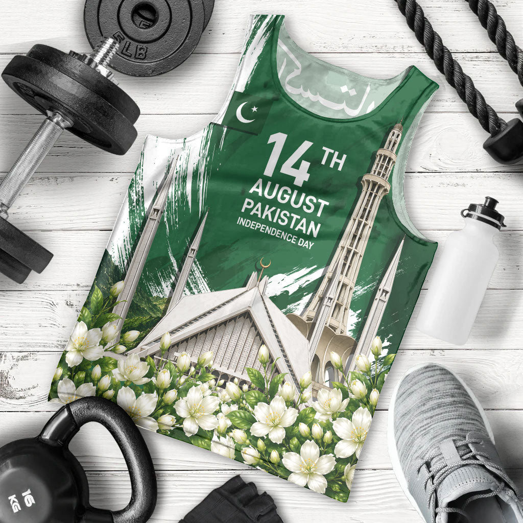 Pakistan Independence Day August 14 Men Tank Top Patriotic Markhor Heritage Landmarks And Jasmine
