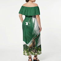 Pakistan Independence Day August 14 Off Shoulder Maxi Dress Patriotic Markhor Heritage Landmarks And Jasmine