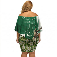 Pakistan Independence Day August 14 Off Shoulder Short Dress Patriotic Markhor Heritage Landmarks And Jasmine