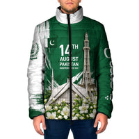 Pakistan Independence Day August 14 Padded Jacket Patriotic Markhor Heritage Landmarks And Jasmine