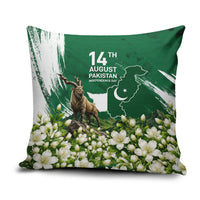 Pakistan Independence Day August 14 Pillow Cover Patriotic Markhor Heritage Landmarks And Jasmine