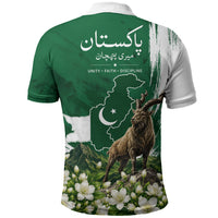 Pakistan Independence Day August 14 Polo Shirt Patriotic Markhor Heritage Landmarks And Jasmine
