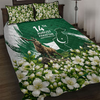 Pakistan Independence Day August 14 Quilt Bed Set Patriotic Markhor Heritage Landmarks And Jasmine