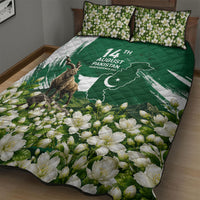 Pakistan Independence Day August 14 Quilt Bed Set Patriotic Markhor Heritage Landmarks And Jasmine