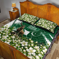 Pakistan Independence Day August 14 Quilt Bed Set Patriotic Markhor Heritage Landmarks And Jasmine