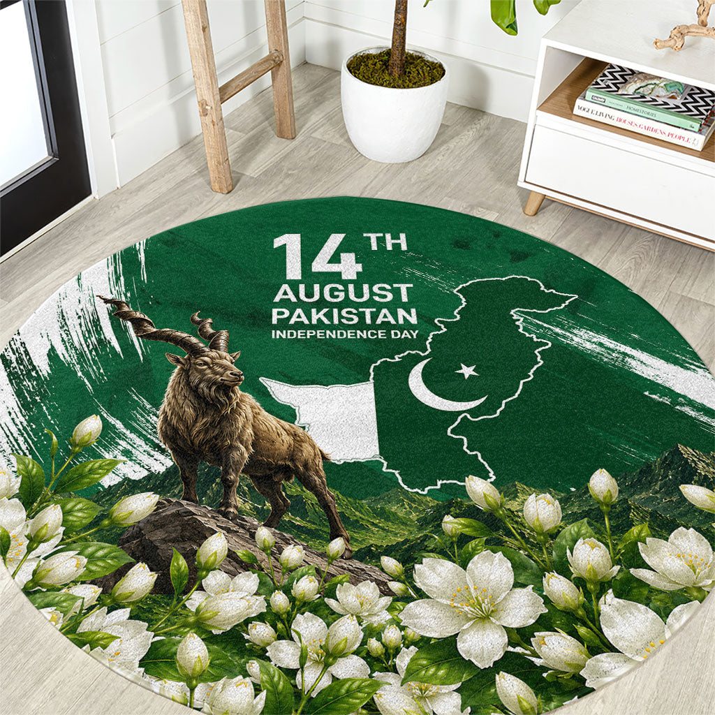 Pakistan Independence Day August 14 Round Carpet Patriotic Markhor Heritage Landmarks And Jasmine