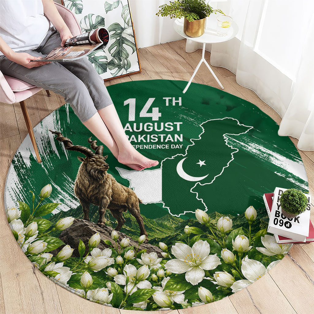Pakistan Independence Day August 14 Round Carpet Patriotic Markhor Heritage Landmarks And Jasmine