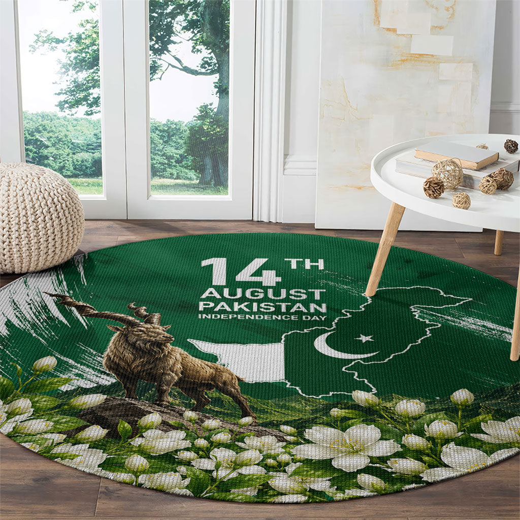Pakistan Independence Day August 14 Round Carpet Patriotic Markhor Heritage Landmarks And Jasmine