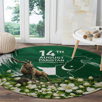 Pakistan Independence Day August 14 Round Carpet Patriotic Markhor Heritage Landmarks And Jasmine