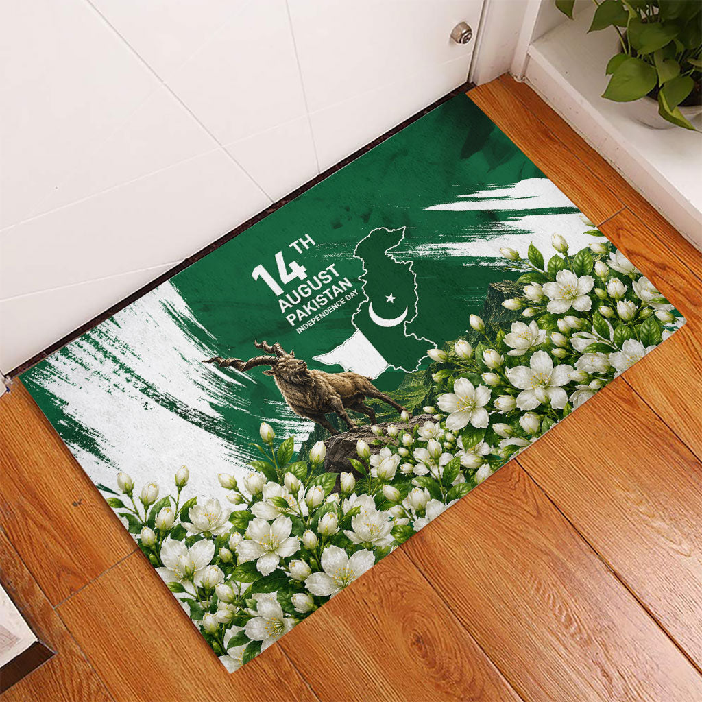 Pakistan Independence Day August 14 Rubber Doormat Patriotic Markhor Heritage Landmarks And Jasmine