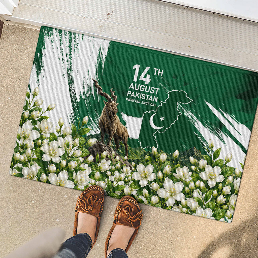Pakistan Independence Day August 14 Rubber Doormat Patriotic Markhor Heritage Landmarks And Jasmine