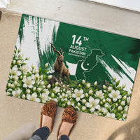 Pakistan Independence Day August 14 Rubber Doormat Patriotic Markhor Heritage Landmarks And Jasmine