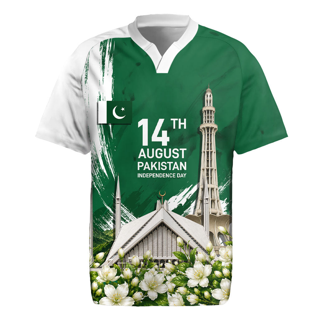 Pakistan Independence Day August 14 Rugby Jersey Patriotic Markhor Heritage Landmarks And Jasmine
