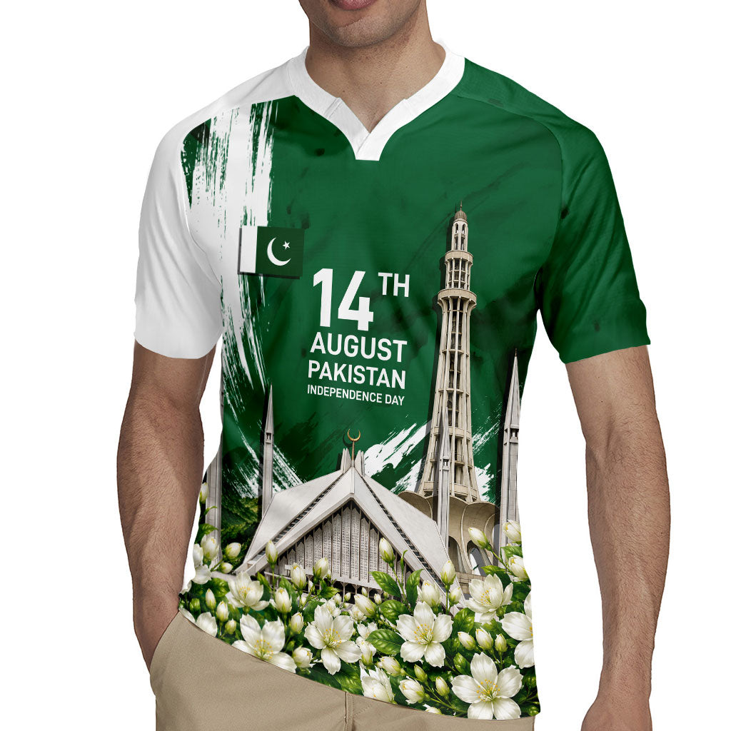 Pakistan Independence Day August 14 Rugby Jersey Patriotic Markhor Heritage Landmarks And Jasmine