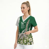 Pakistan Independence Day August 14 Scrub Top Patriotic Markhor Heritage Landmarks And Jasmine