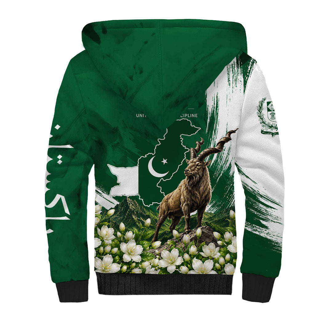 Pakistan Independence Day August 14 Sherpa Hoodie Patriotic Markhor Heritage Landmarks And Jasmine