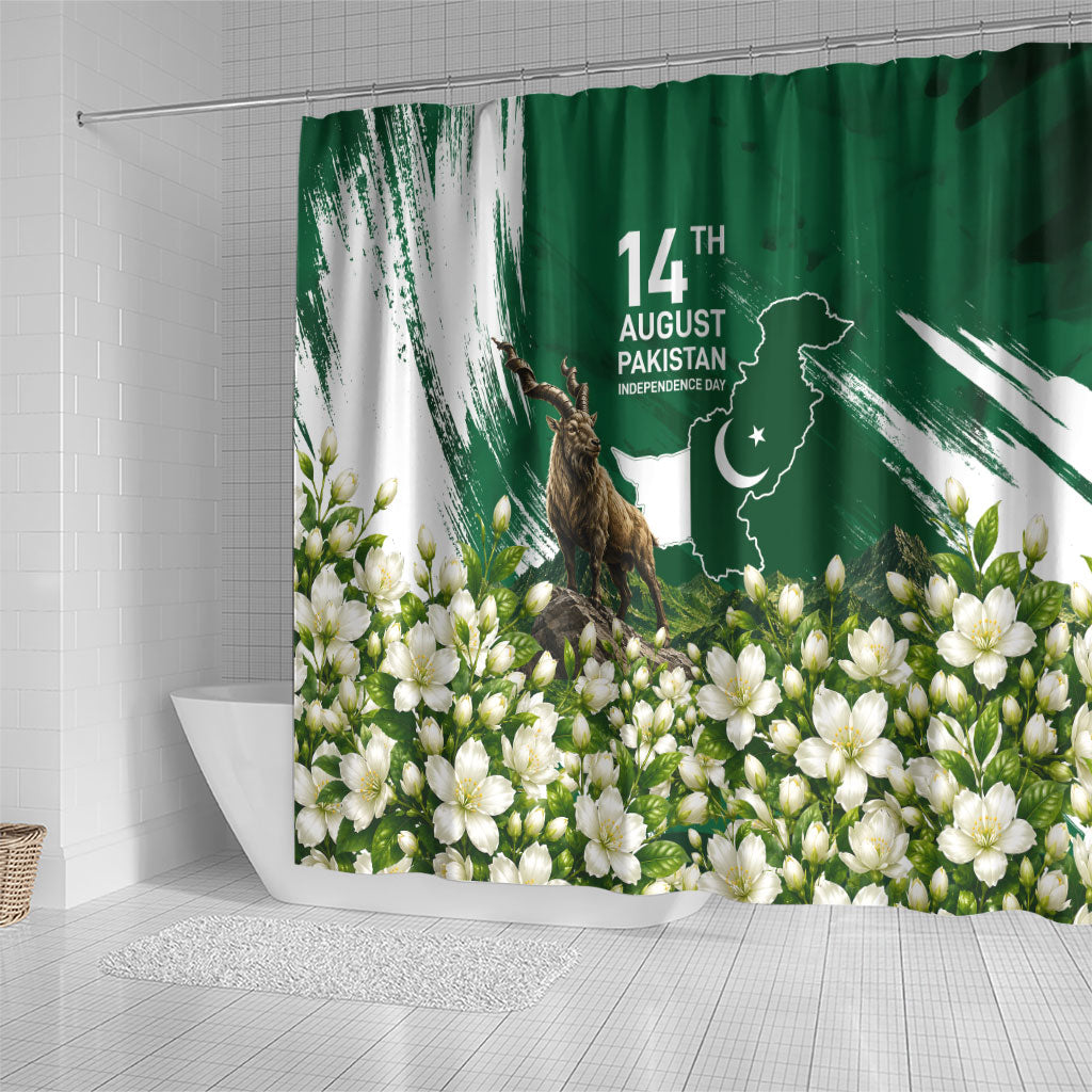 Pakistan Independence Day August 14 Shower Curtain Patriotic Markhor Heritage Landmarks And Jasmine