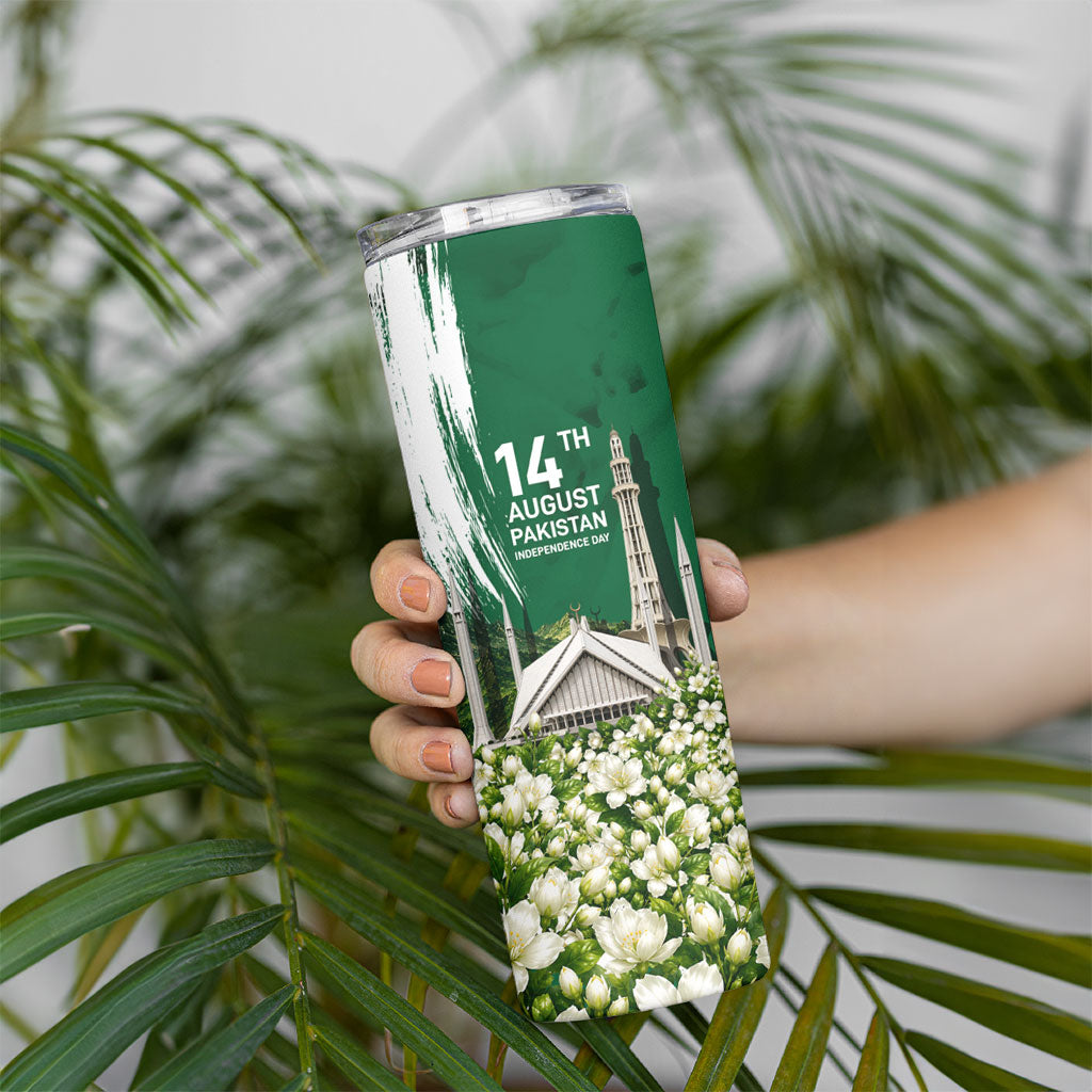Pakistan Independence Day August 14 Skinny Tumbler Patriotic Markhor Heritage Landmarks And Jasmine