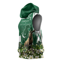 Pakistan Independence Day August 14 Sleeveless Hoodie Patriotic Markhor Heritage Landmarks And Jasmine
