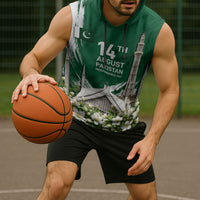 Pakistan Independence Day August 14 Sleeveless Hoodie Patriotic Markhor Heritage Landmarks And Jasmine