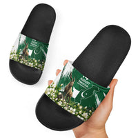 Pakistan Independence Day August 14 Slide Sandals Patriotic Markhor Heritage Landmarks And Jasmine