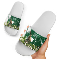 Pakistan Independence Day August 14 Slide Sandals Patriotic Markhor Heritage Landmarks And Jasmine