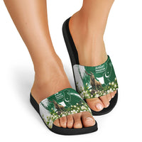 Pakistan Independence Day August 14 Slide Sandals Patriotic Markhor Heritage Landmarks And Jasmine