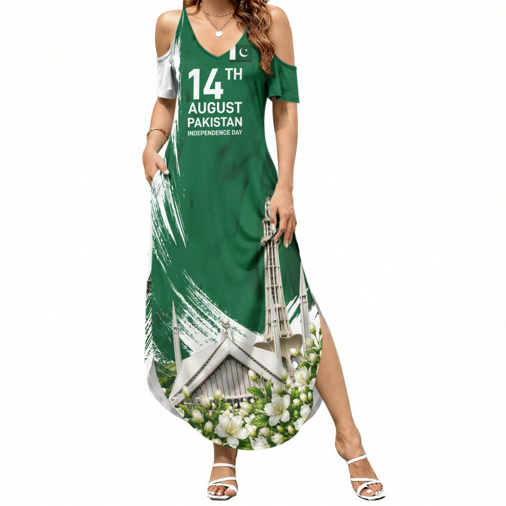 Pakistan Independence Day August 14 Summer Maxi Dress Patriotic Markhor Heritage Landmarks And Jasmine