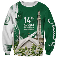 Pakistan Independence Day August 14 Sweatshirt Patriotic Markhor Heritage Landmarks And Jasmine