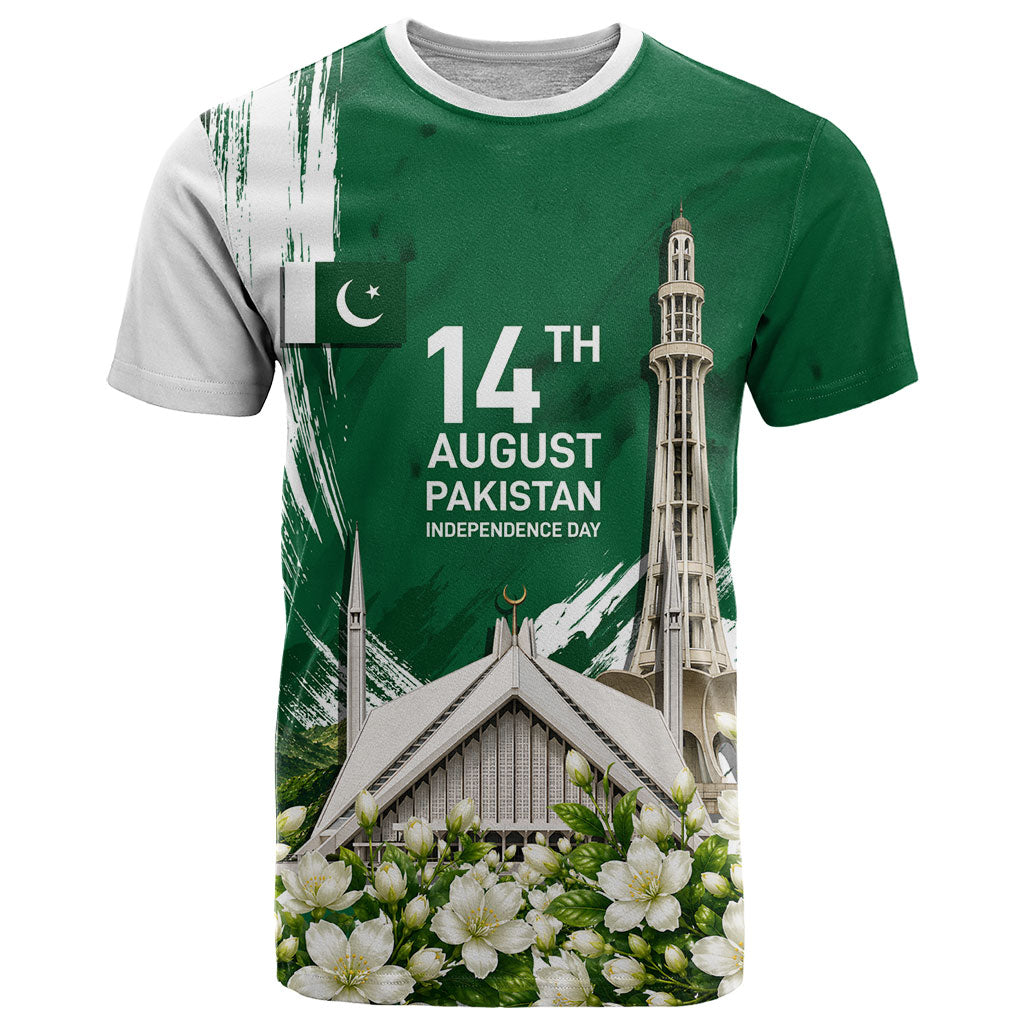 Pakistan Independence Day August 14 T Shirt Patriotic Markhor Heritage Landmarks And Jasmine