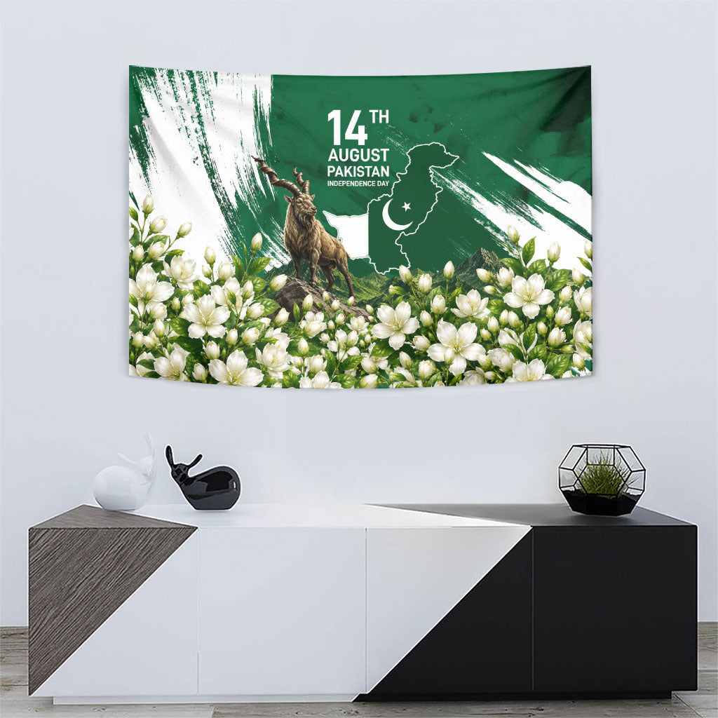 Pakistan Independence Day August 14 Tapestry Patriotic Markhor Heritage Landmarks And Jasmine