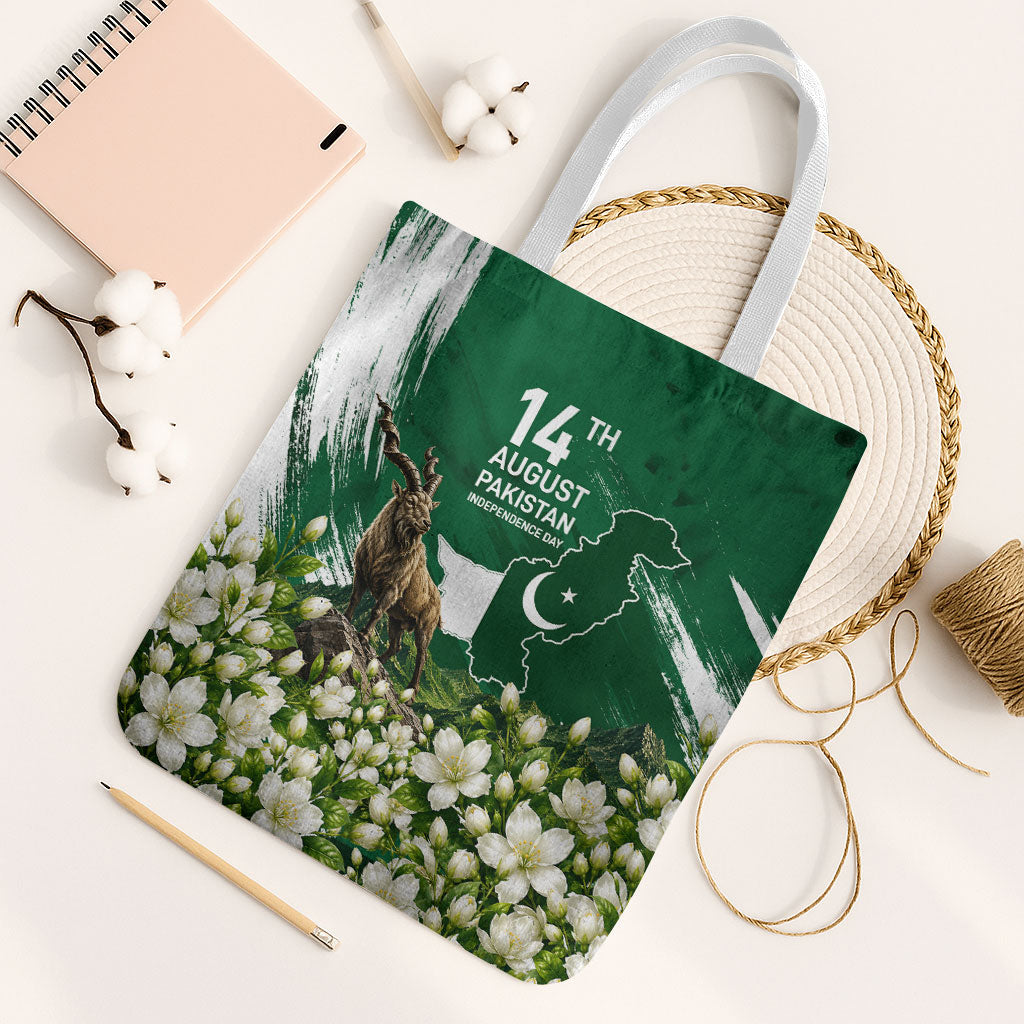 Pakistan Independence Day August 14 Tote Bag Patriotic Markhor Heritage Landmarks And Jasmine
