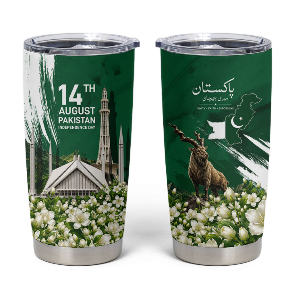 Pakistan Independence Day August 14 Tumbler Cup Patriotic Markhor Heritage Landmarks And Jasmine