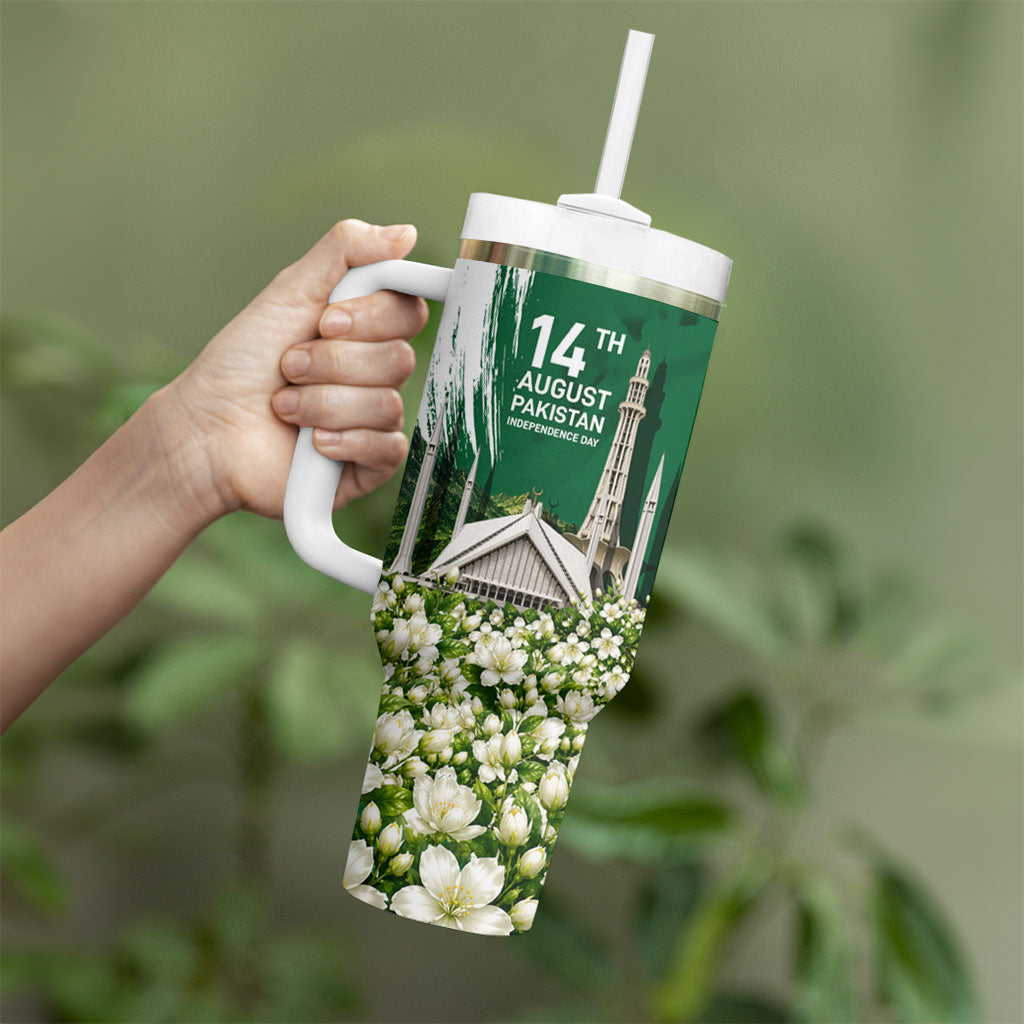 Pakistan Independence Day August 14 Tumbler With Handle Patriotic Markhor Heritage Landmarks And Jasmine