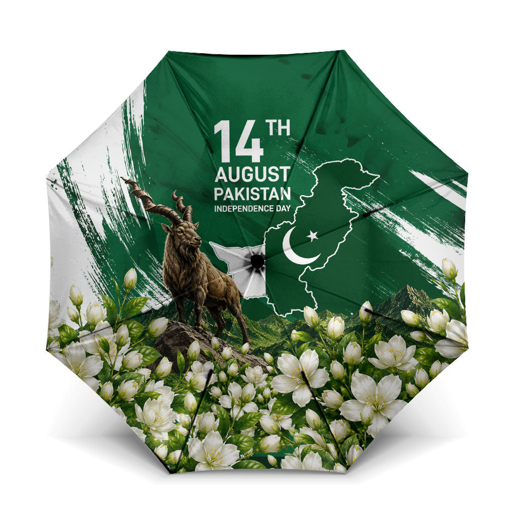 Pakistan Independence Day August 14 Umbrella Patriotic Markhor Heritage Landmarks And Jasmine