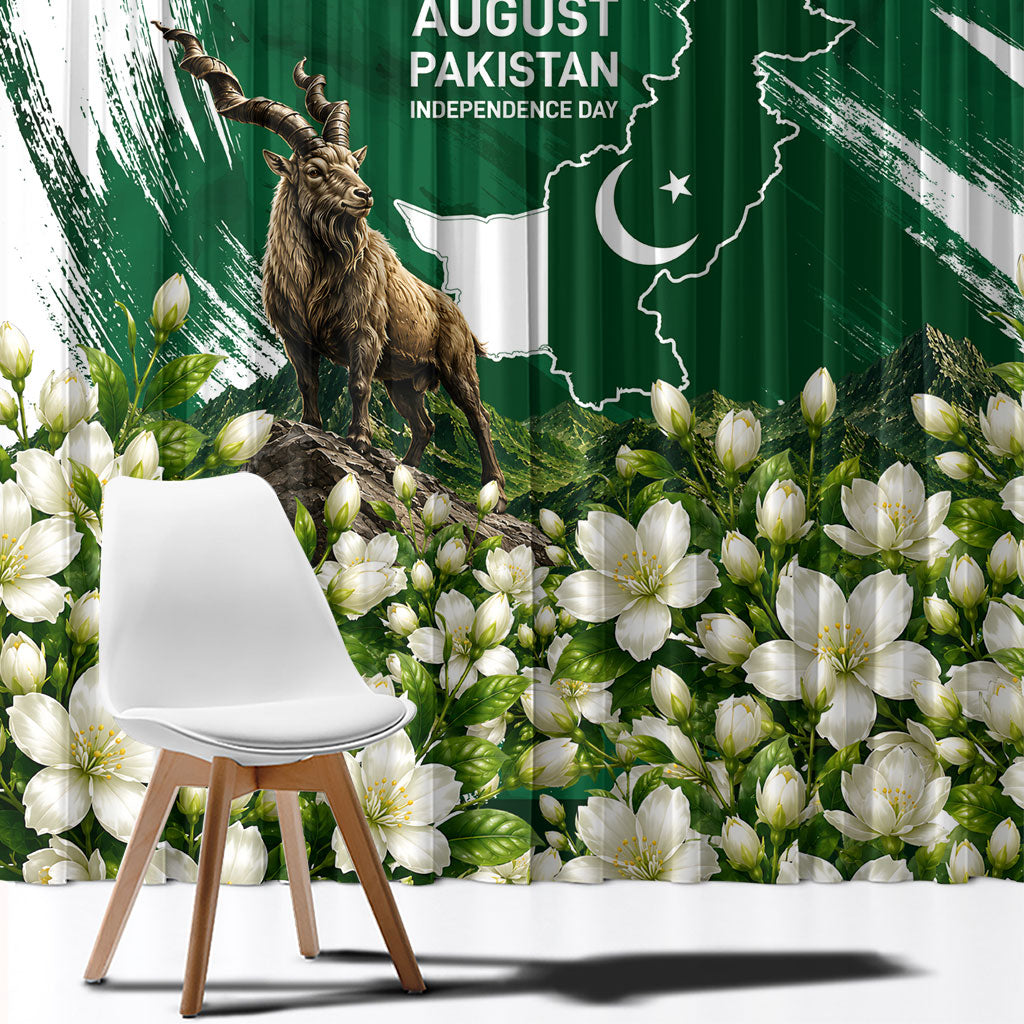 Pakistan Independence Day August 14 Window Curtain Patriotic Markhor Heritage Landmarks And Jasmine