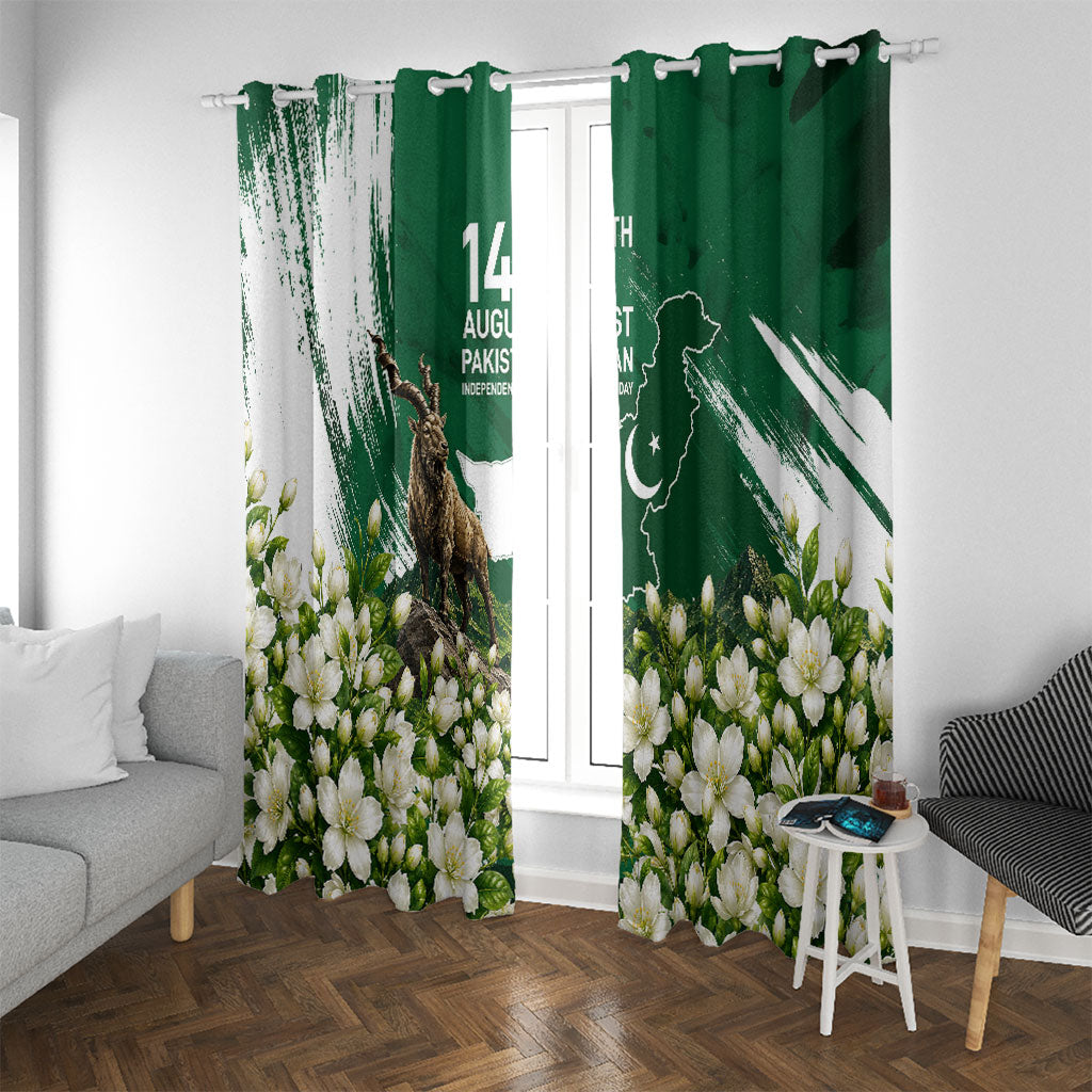 Pakistan Independence Day August 14 Window Curtain Patriotic Markhor Heritage Landmarks And Jasmine