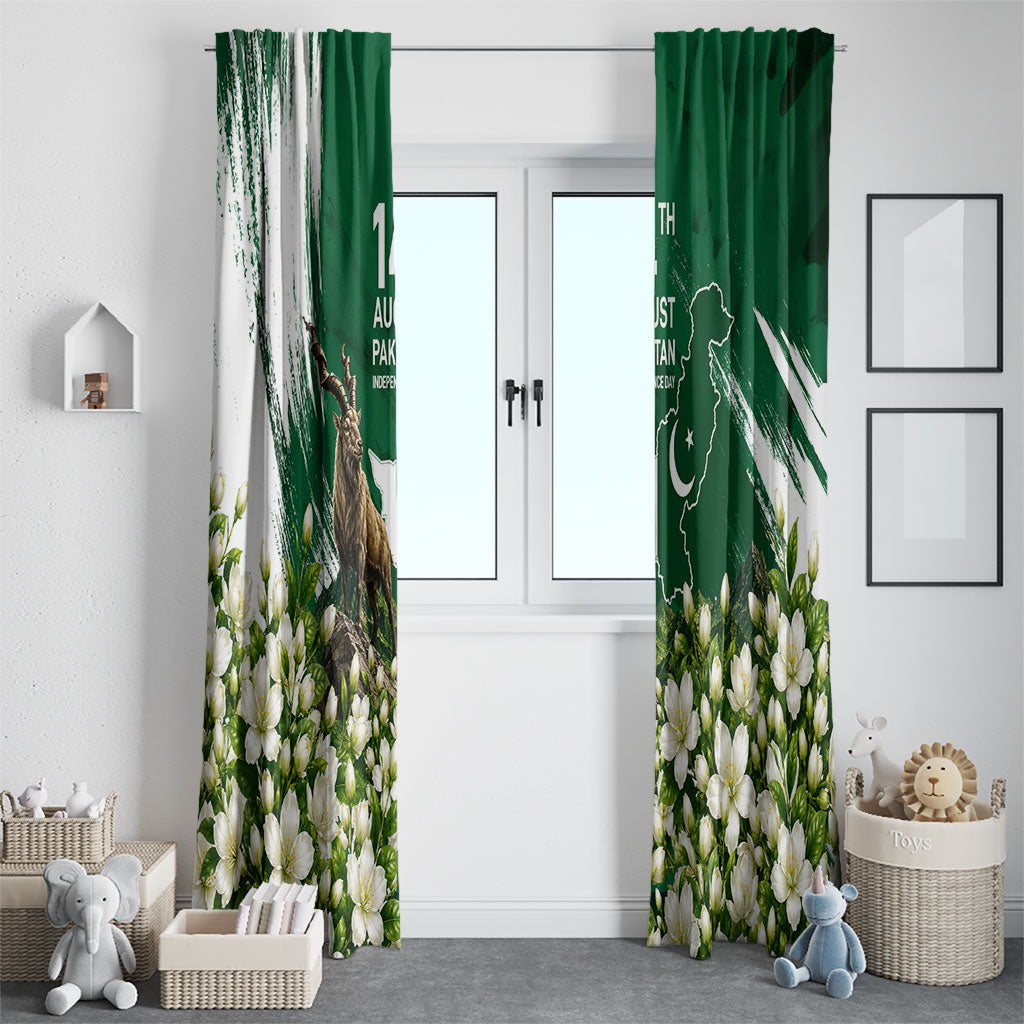 Pakistan Independence Day August 14 Window Curtain Patriotic Markhor Heritage Landmarks And Jasmine