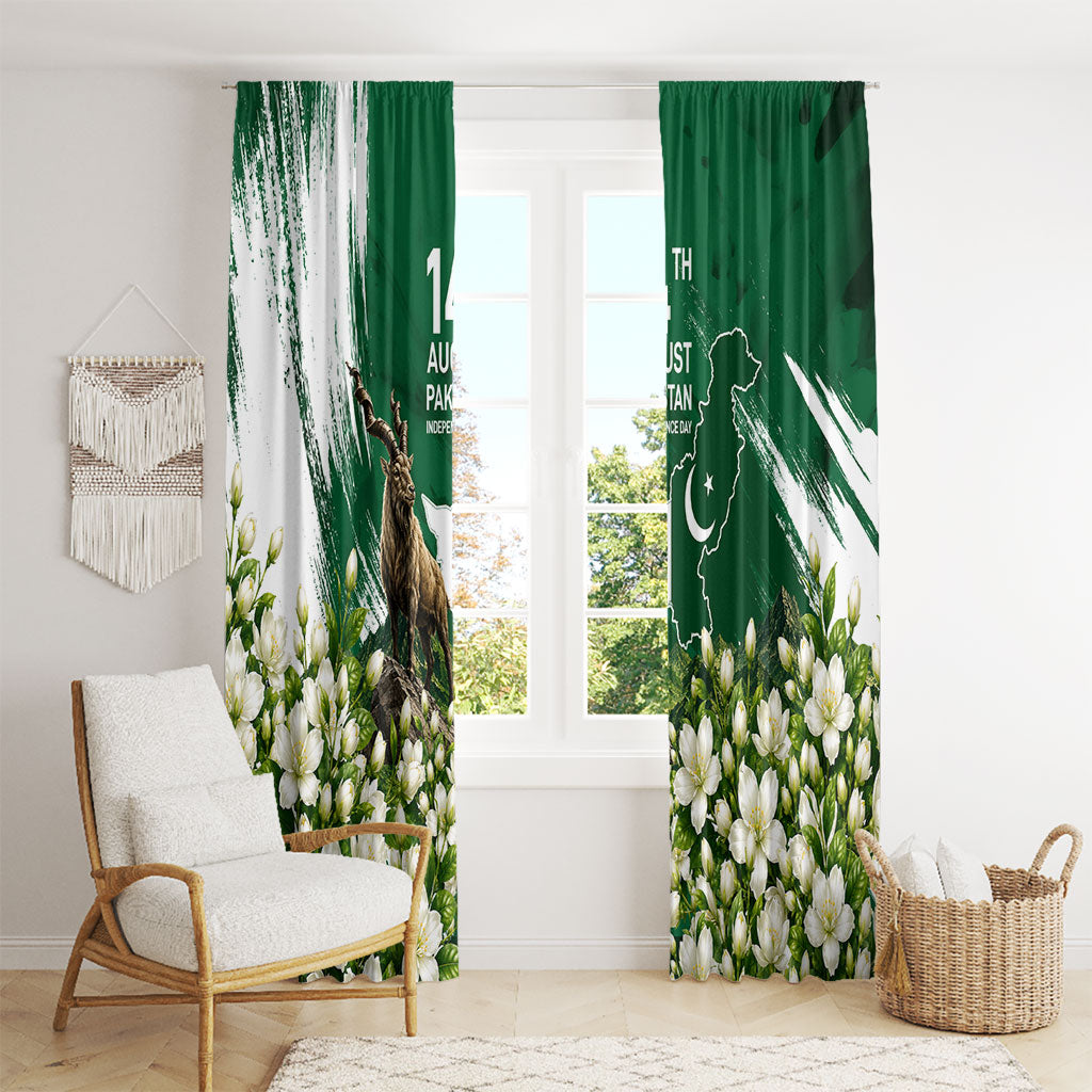 Pakistan Independence Day August 14 Window Curtain Patriotic Markhor Heritage Landmarks And Jasmine