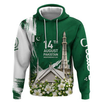 Pakistan Independence Day August 14 Zip Hoodie Patriotic Markhor Heritage Landmarks And Jasmine