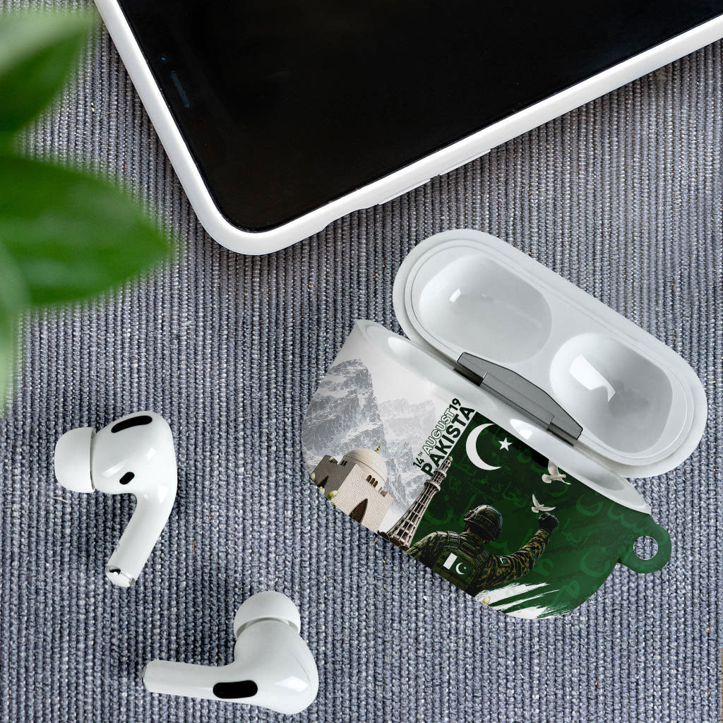 Pakistan Independence Day AirPods Case Patriotic Soldier Heritage Landmarks And Jasmine