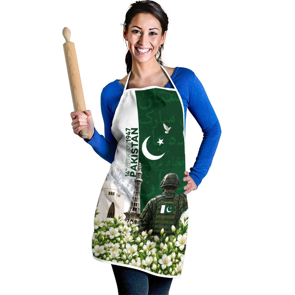 Pakistan Independence Day Apron Patriotic Soldier Heritage Landmarks And Jasmine